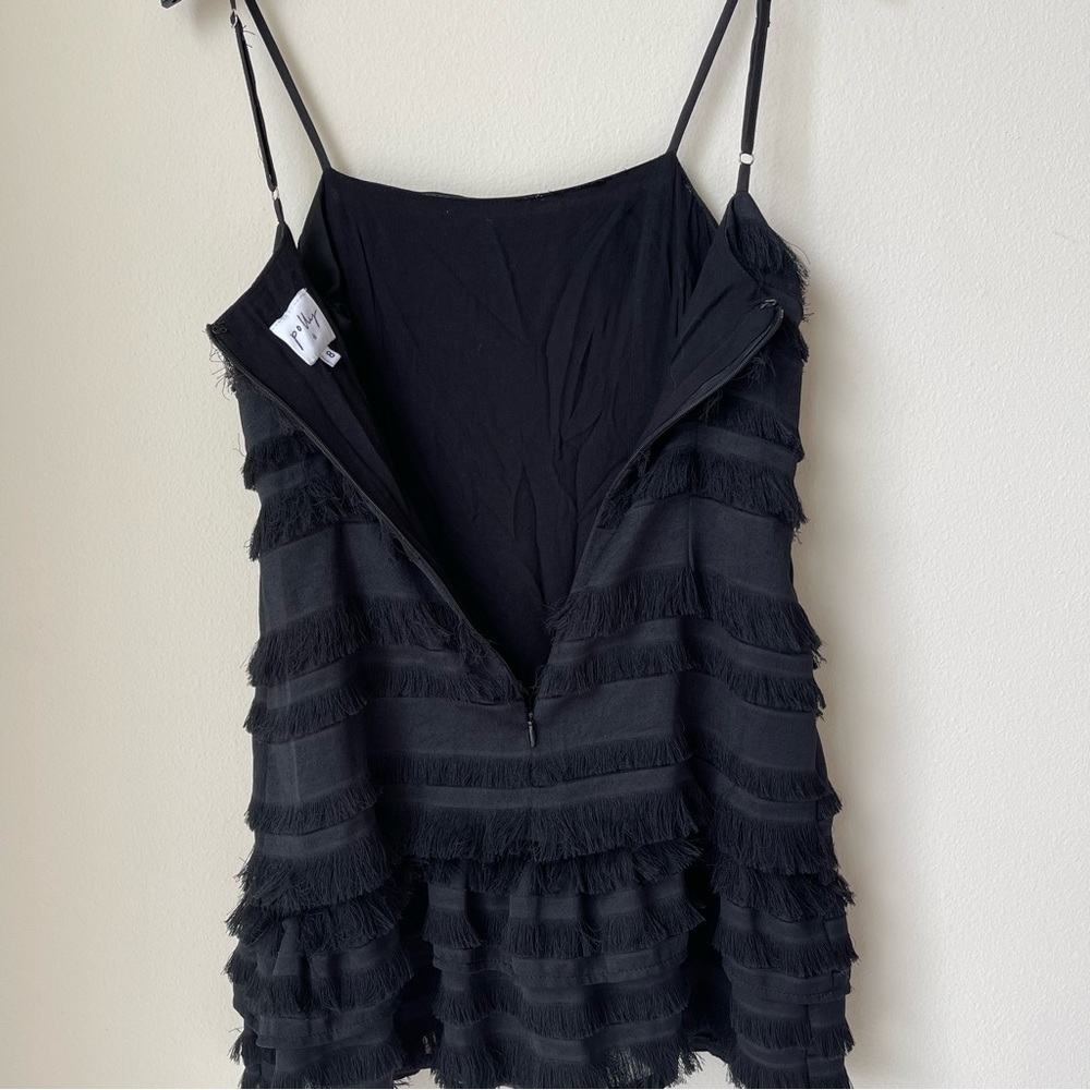 Princess Polly Molina Cotton Frill Hem Mini Little Black Dress Size 8 - Picture 6 of 8